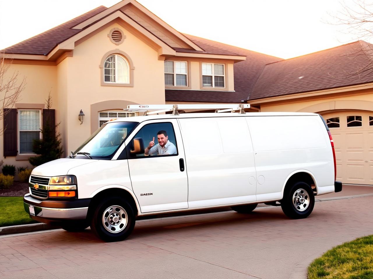 Ebenezer Garage Door Repair service van in a Rock Hill driveway